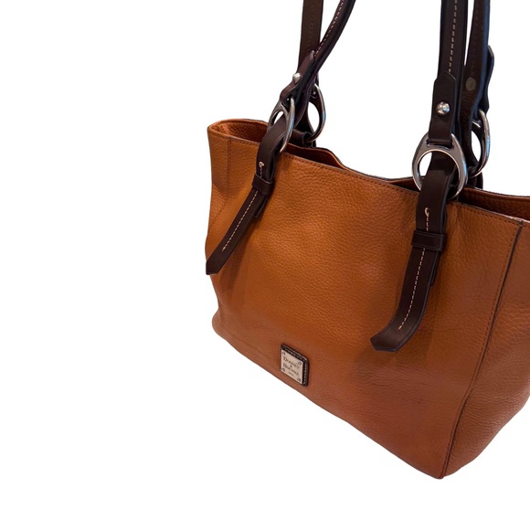 Dooney & Bourke East West Skylar Tote Bag Ginger Brown W/ Dark Brown Trim EUC - Picture 2 of 16